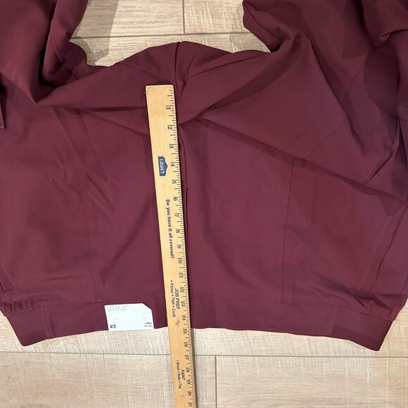 STYLUS WOMENS BURGUNDY RED HIGH RISE JOGGER PANTS NEW 3X - Picture 5 of 10